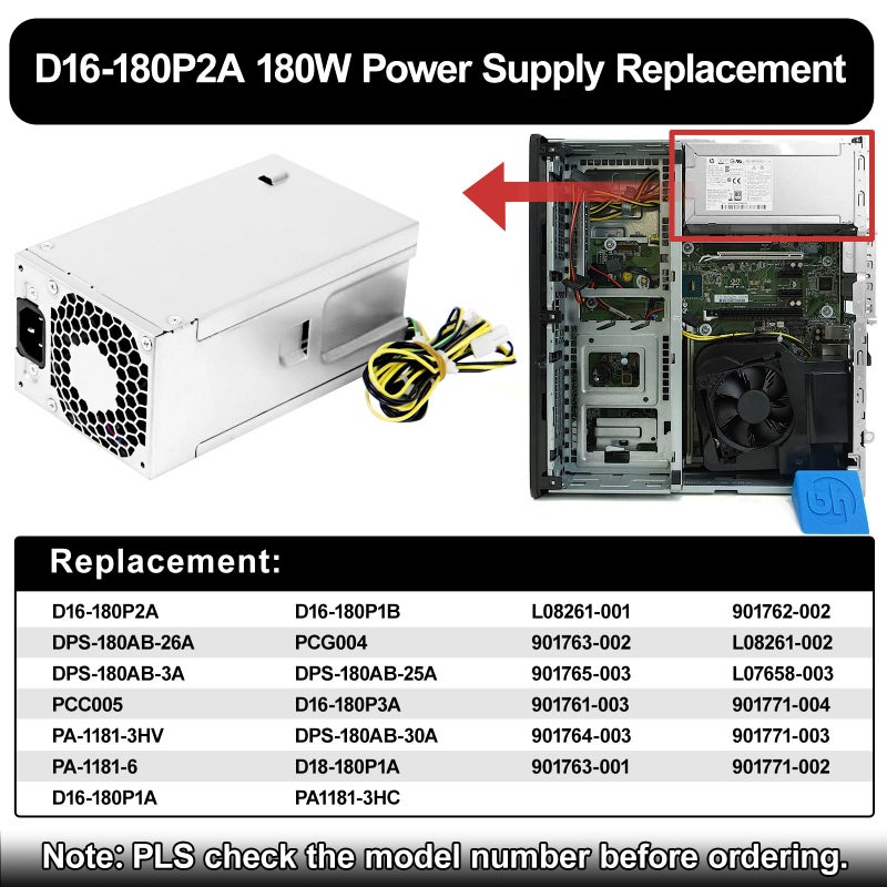 LXun D16-180P2A L08261-002 180W Power Supply Compatible with HP ProDesk 800 G3 600 G3 SFF L08261-001 901763-002 901765-003 901761-003 901764-003 901763-001 901762-002 901771-004 901771-003 901771-002 - Image 3